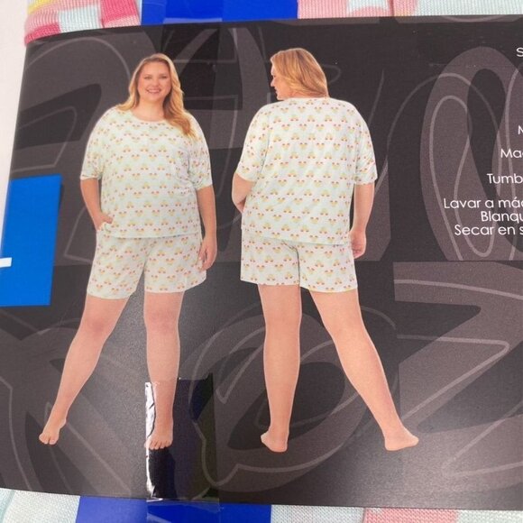 Disney Mickey Mouse Short Pajama Set Pockets Rainbow Ears Sz Large 12-14 B29 - Picture 3 of 5